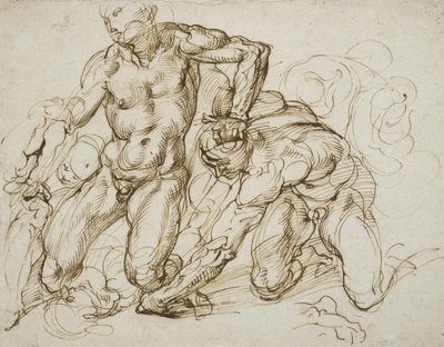 Male Nudes Fighting by Bartolomeo Passarotti